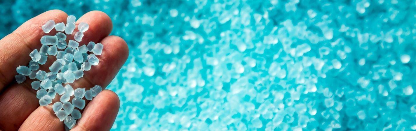 Translucent plastic granules — raw material for industrial plastics